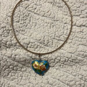 Cloisonné Heart Pendant Necklace with Gold Detailing